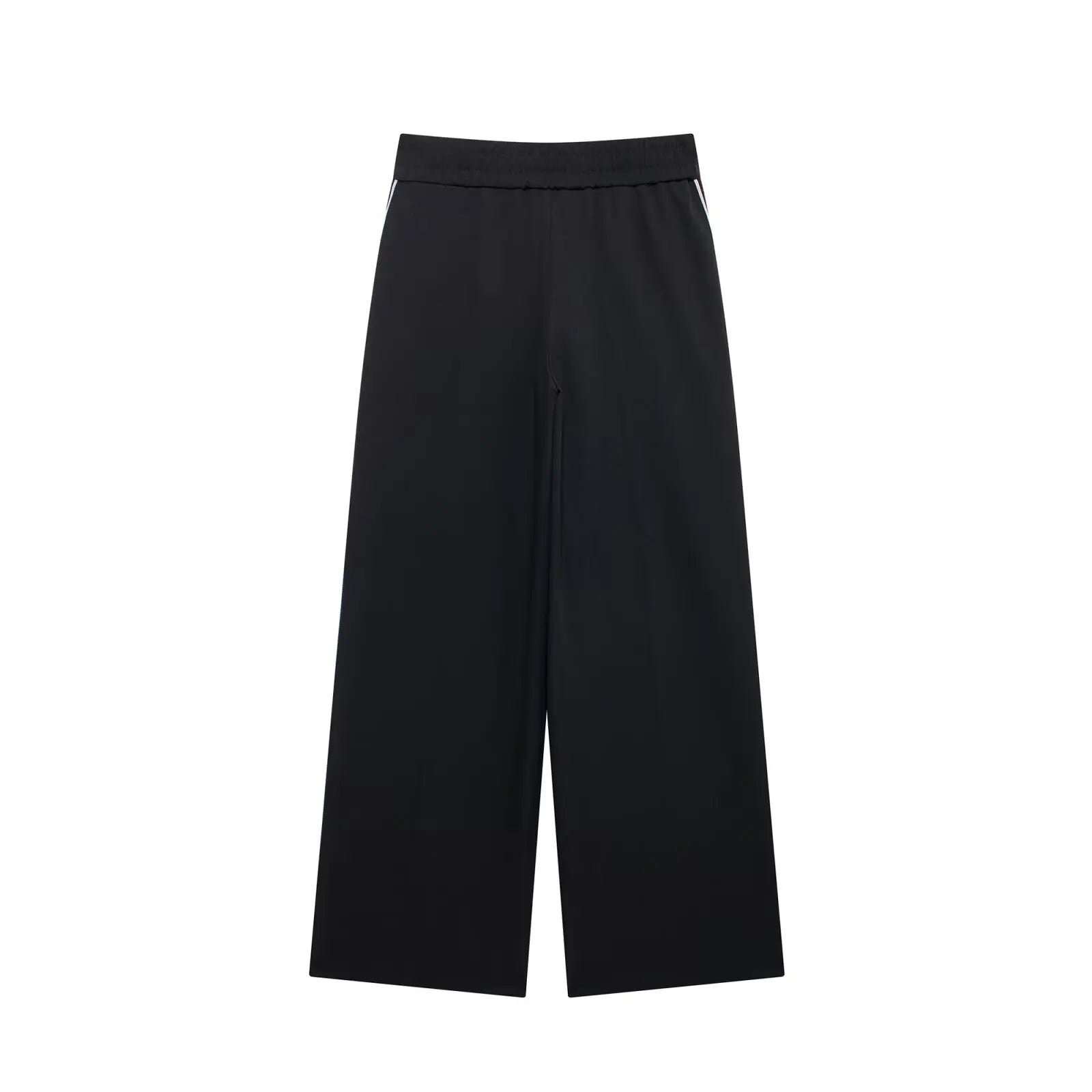 HH Women Casual Sports Suit Fashion Side Stripe Lapel Long Sleeve Zipper Jacket Female Chic Elastic Waist Wide Leg Pants