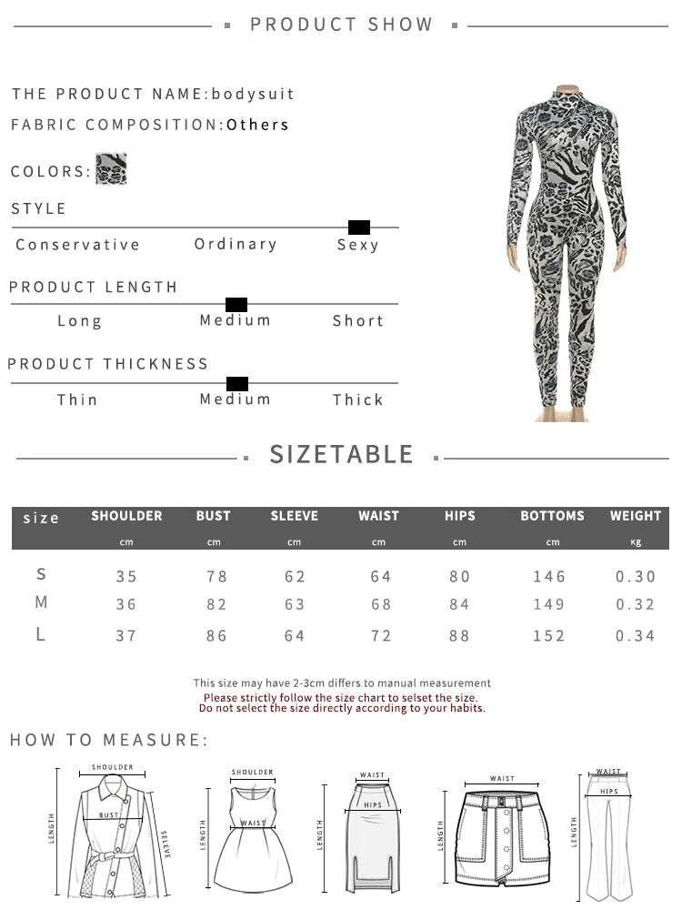 Weird Puss Fitness Jumpsuit Women Sexy Zip Leopard Print Full Sleeve Streetwear Activity Workout Casual Tight Stretch Overalls