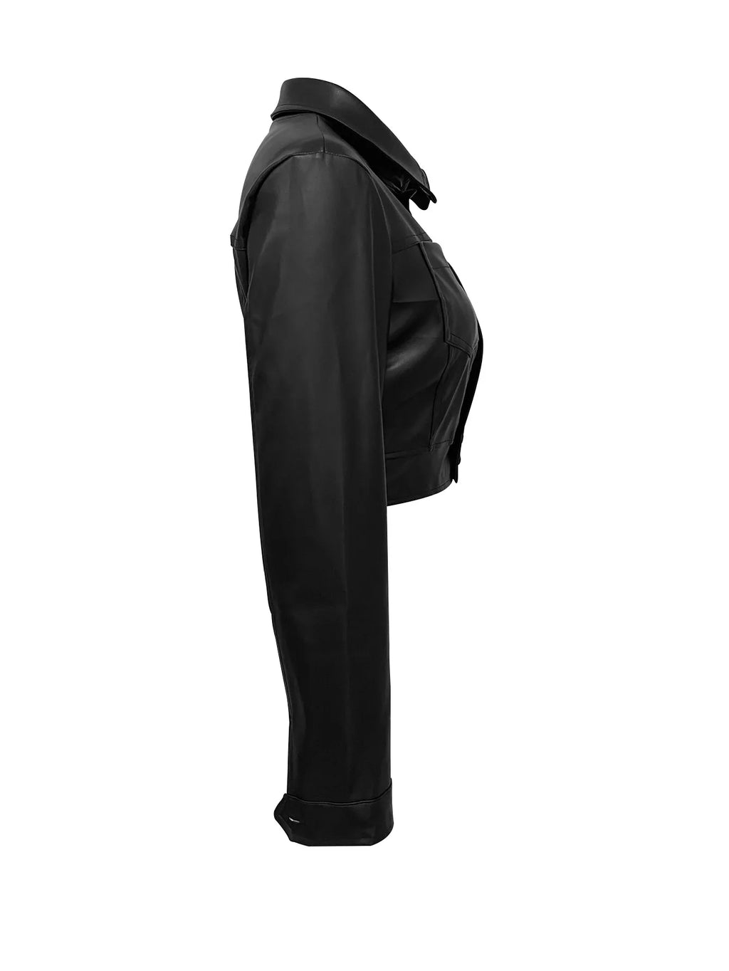 FAGADOER Y2K Punk Leather 2 Piece Sets Women Outfit Fashion Long Sleeve Buttons Crop Jacket And High Waisted Flare Pants Suit
