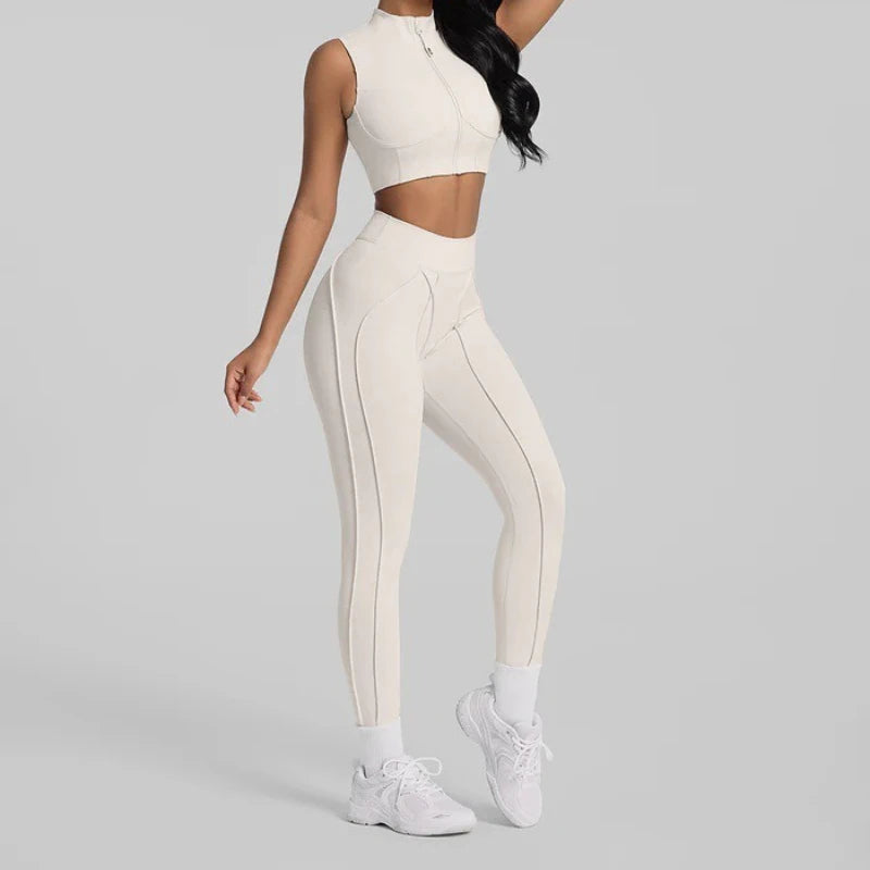 Zipper Sports Underwear Removable Chest Pad Gathering Breathable I-shaped Vest Fitness Running Outside Yoga Bra Gym Leggings