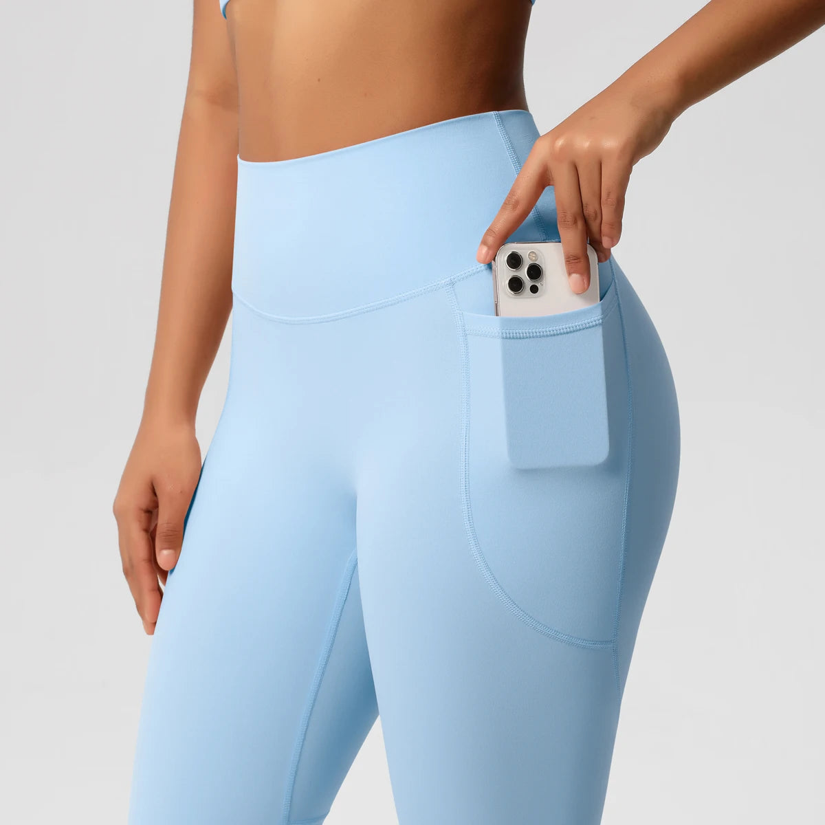 High Waist Women's Leggings Stretch Yoga Pants Tights With Pockets Push Up Fitness Running Sportswear Solid Color Pants