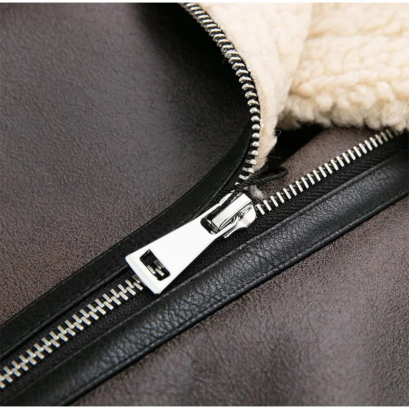 Suninheart Winter New Coats and Jackets Warm Faux Leather Jacket Thick Oversize Outerwear Long Sleeve Luxury Women's Jacket 2025