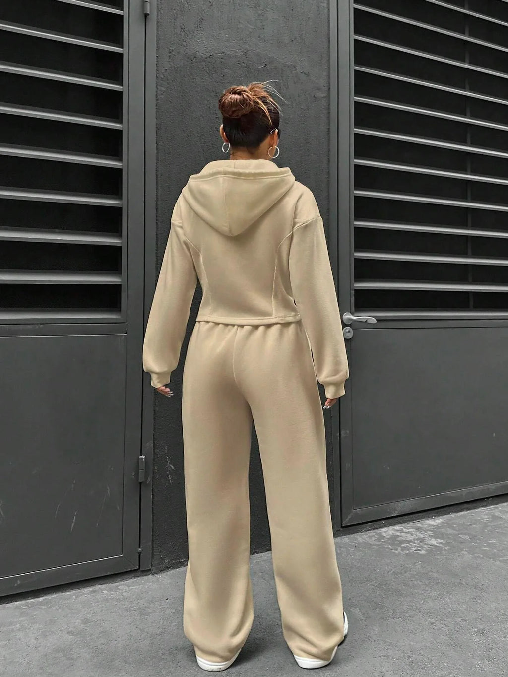 Women's Zip-Up Hoodie & Straight Trousers Set