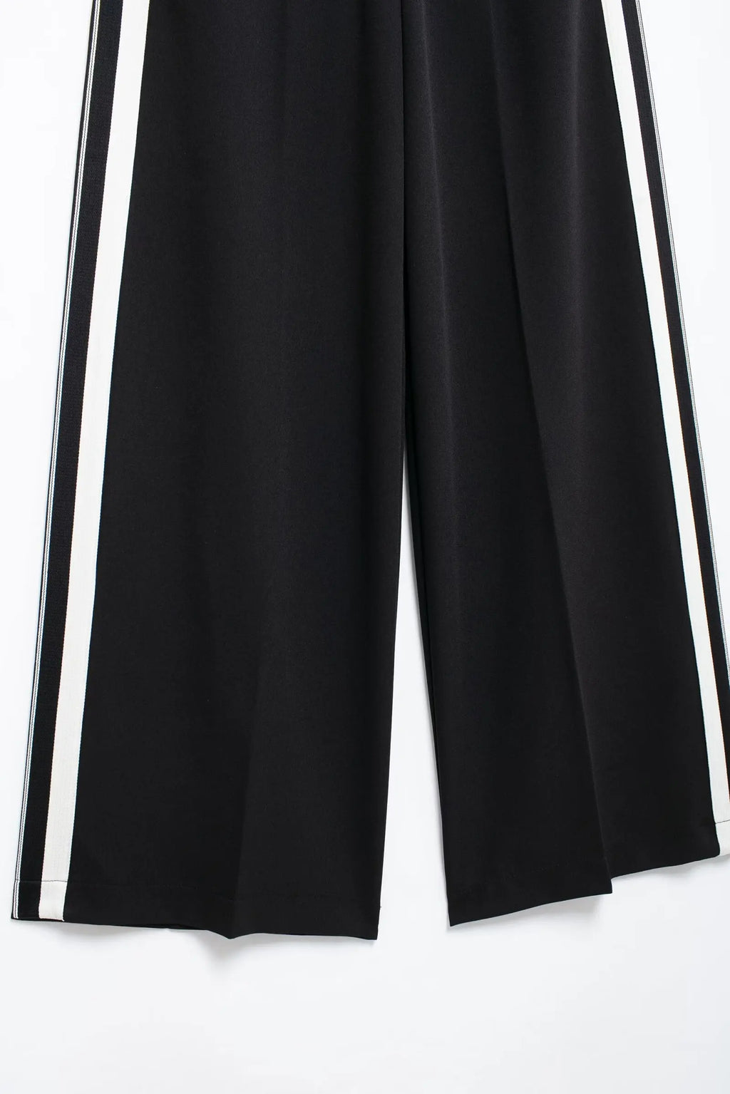 HH Women Casual Sports Suit Fashion Side Stripe Lapel Long Sleeve Zipper Jacket Female Chic Elastic Waist Wide Leg Pants