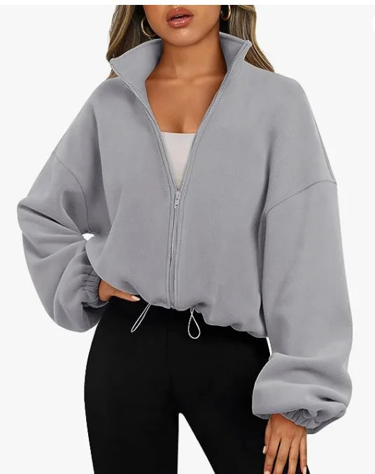 Women's Stand-Collar Fleece Zip-Up Jacket