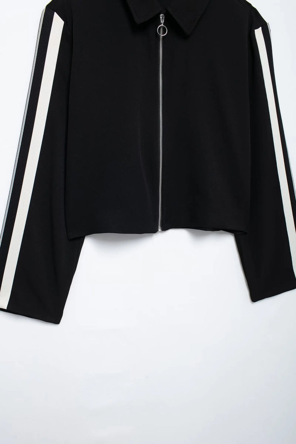 HH Women Casual Sports Suit Fashion Side Stripe Lapel Long Sleeve Zipper Jacket Female Chic Elastic Waist Wide Leg Pants