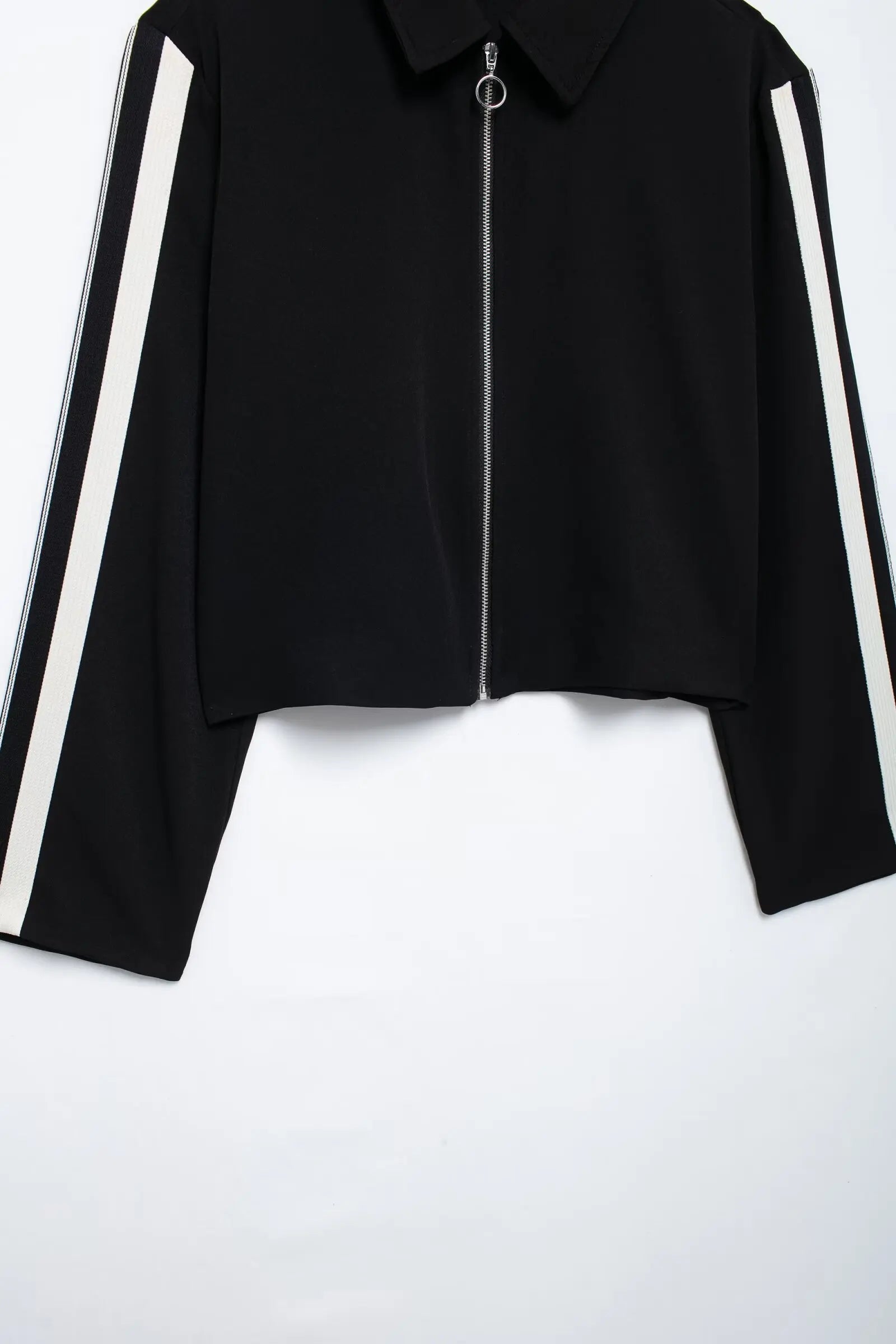 HH Women Casual Sports Suit Fashion Side Stripe Lapel Long Sleeve Zipper Jacket Female Chic Elastic Waist Wide Leg Pants