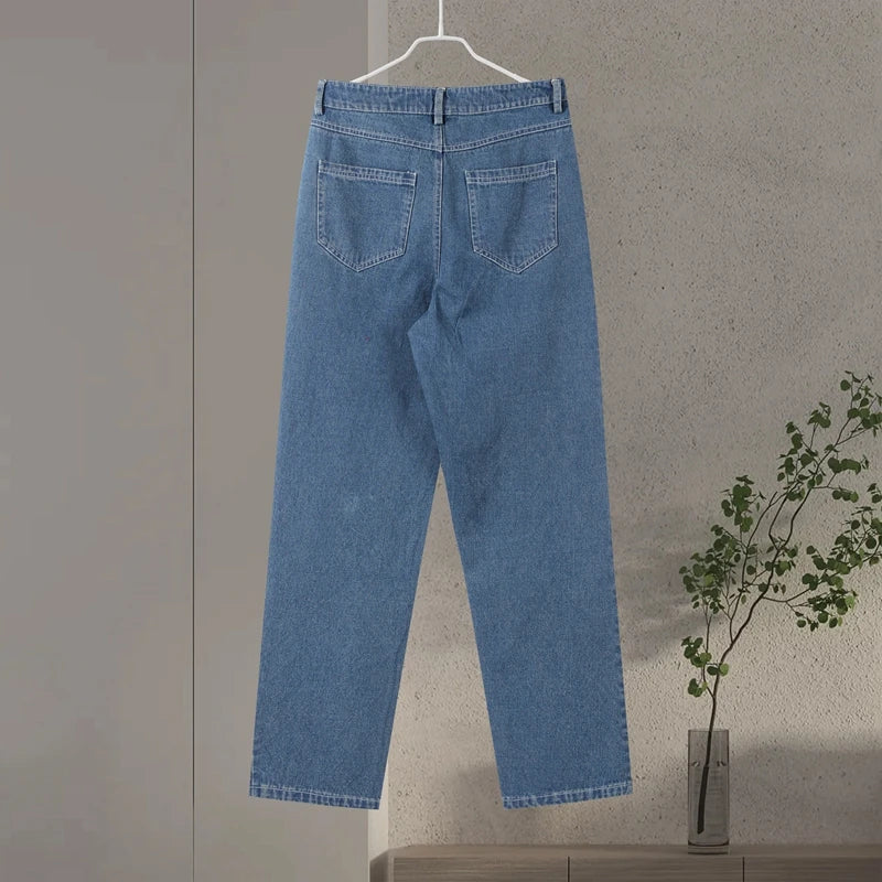 Diamond-shaped Rhinestones Woman's Denim Pants Shiny Diamond Straight Jeans for Women High Rise Trousers Y2k High Street Pants