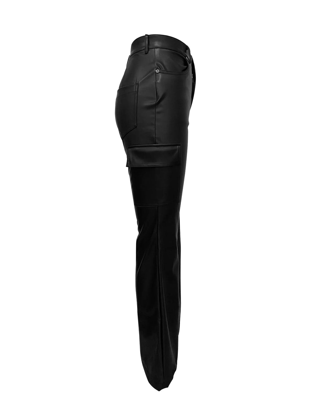 FAGADOER Y2K Punk Leather 2 Piece Sets Women Outfit Fashion Long Sleeve Buttons Crop Jacket And High Waisted Flare Pants Suit
