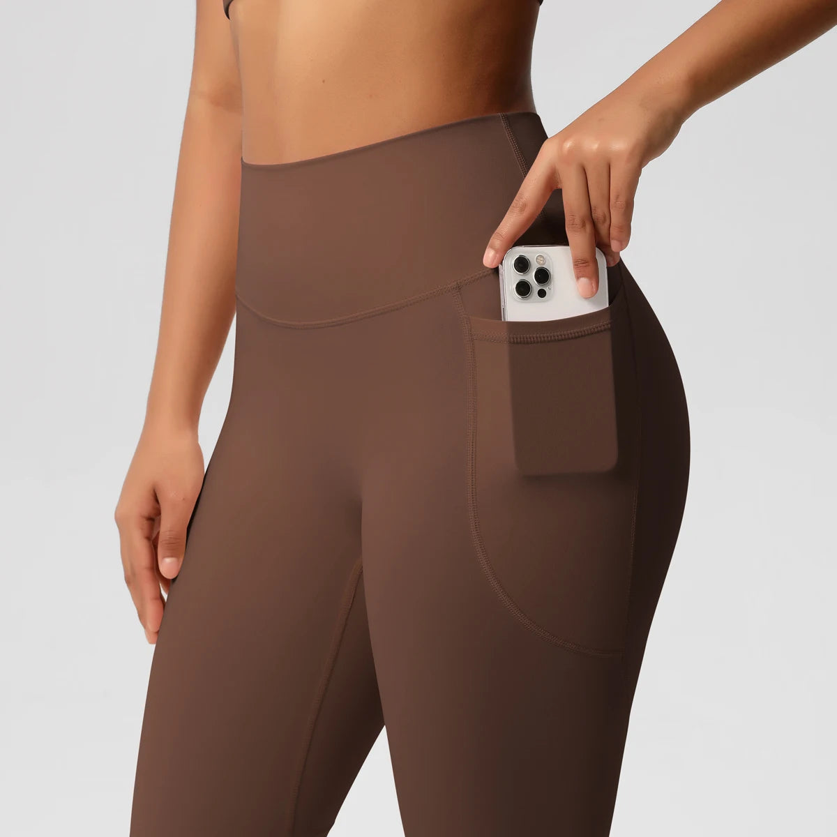 High Waist Women's Leggings Stretch Yoga Pants Tights With Pockets Push Up Fitness Running Sportswear Solid Color Pants