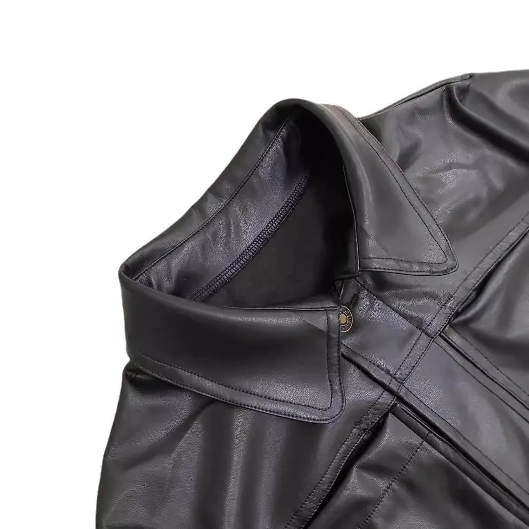 FAGADOER Y2K Punk Leather 2 Piece Sets Women Outfit Fashion Long Sleeve Buttons Crop Jacket And High Waisted Flare Pants Suit