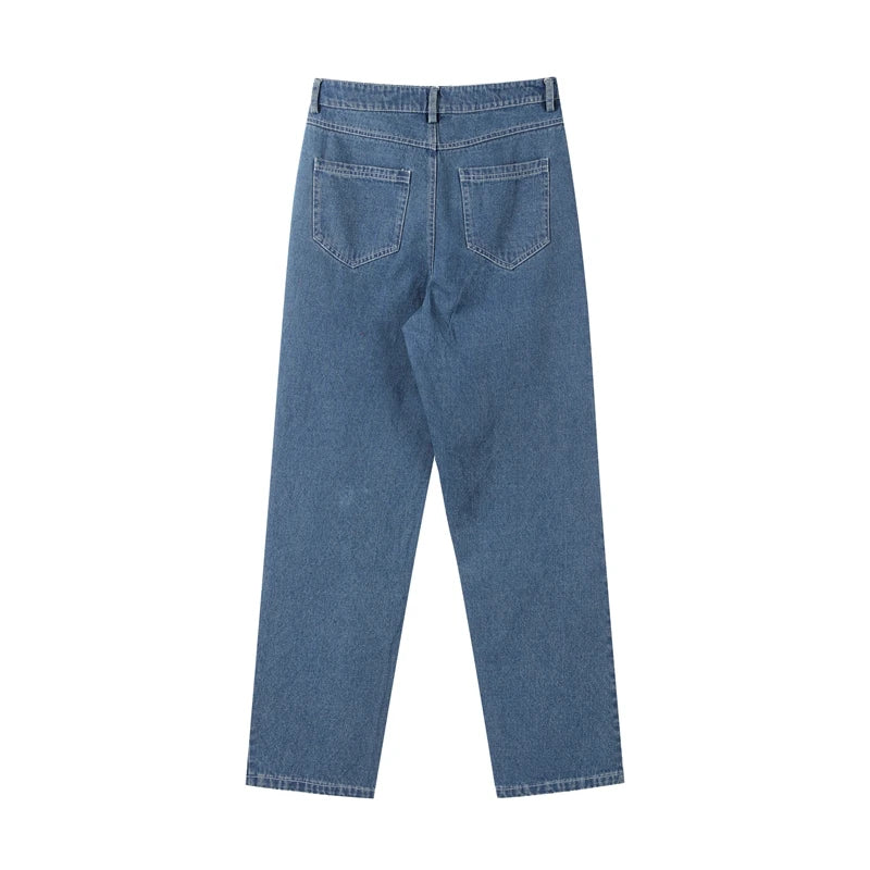 Diamond-shaped Rhinestones Woman's Denim Pants Shiny Diamond Straight Jeans for Women High Rise Trousers Y2k High Street Pants