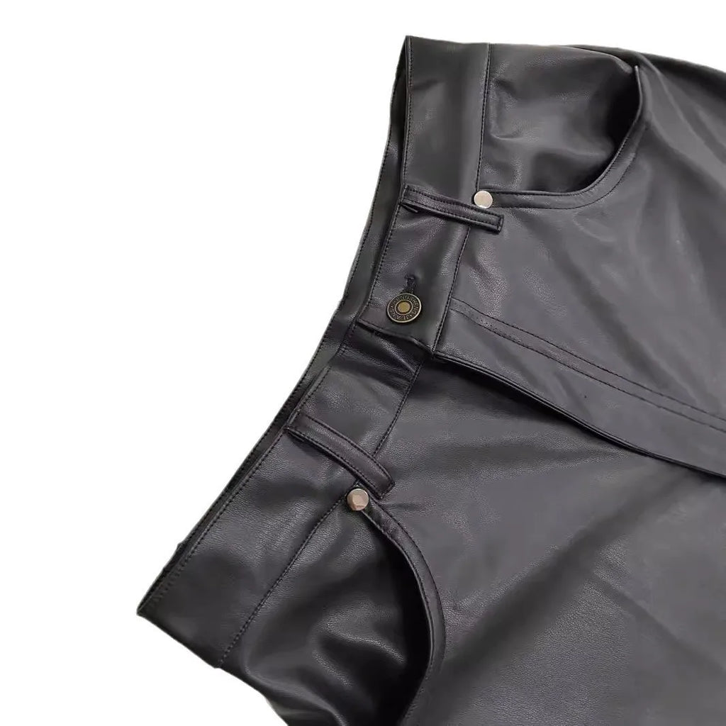 FAGADOER Y2K Punk Leather 2 Piece Sets Women Outfit Fashion Long Sleeve Buttons Crop Jacket And High Waisted Flare Pants Suit