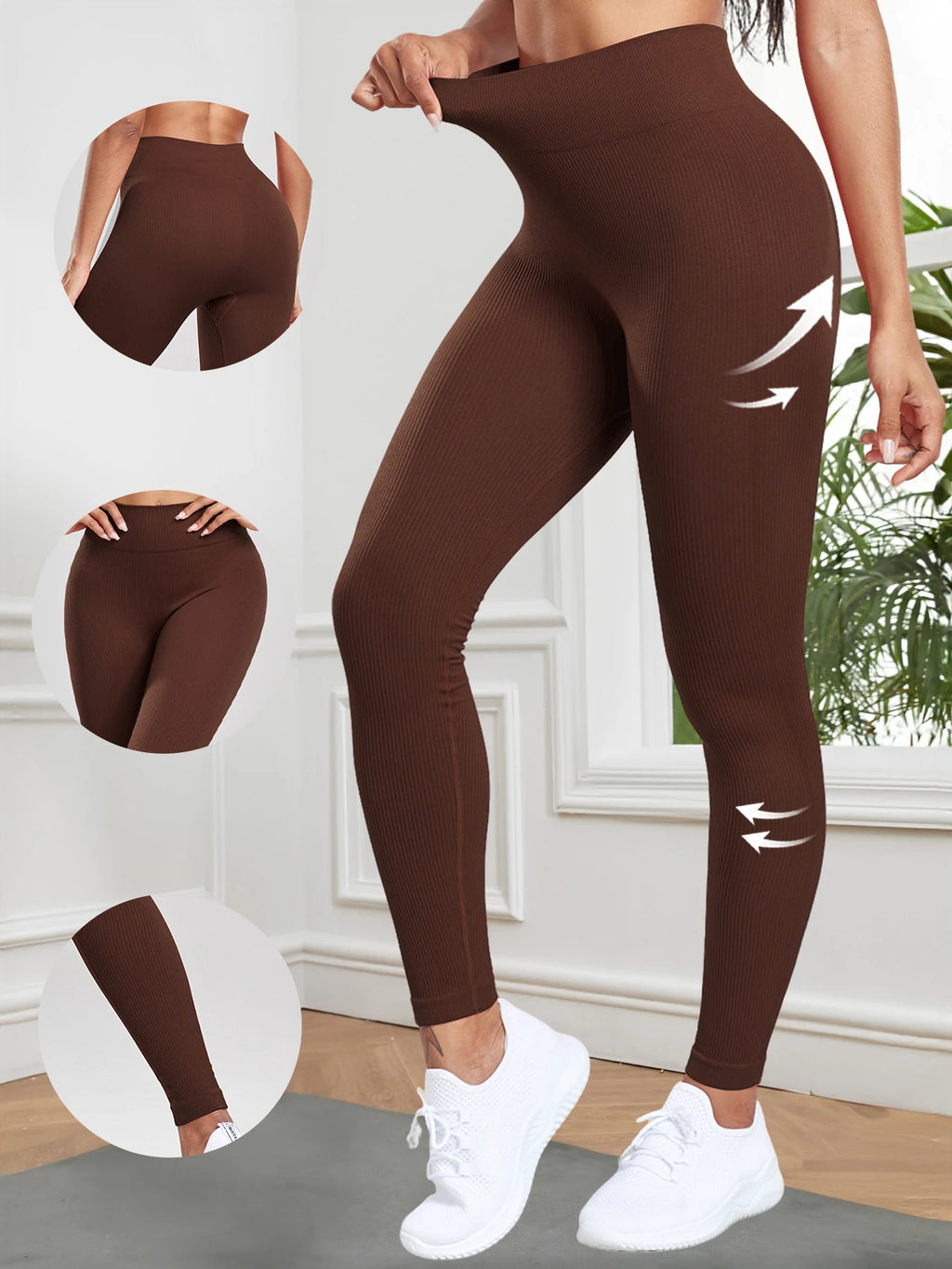 Women's Ribbed High-Waist Butt-Lifting Leggings