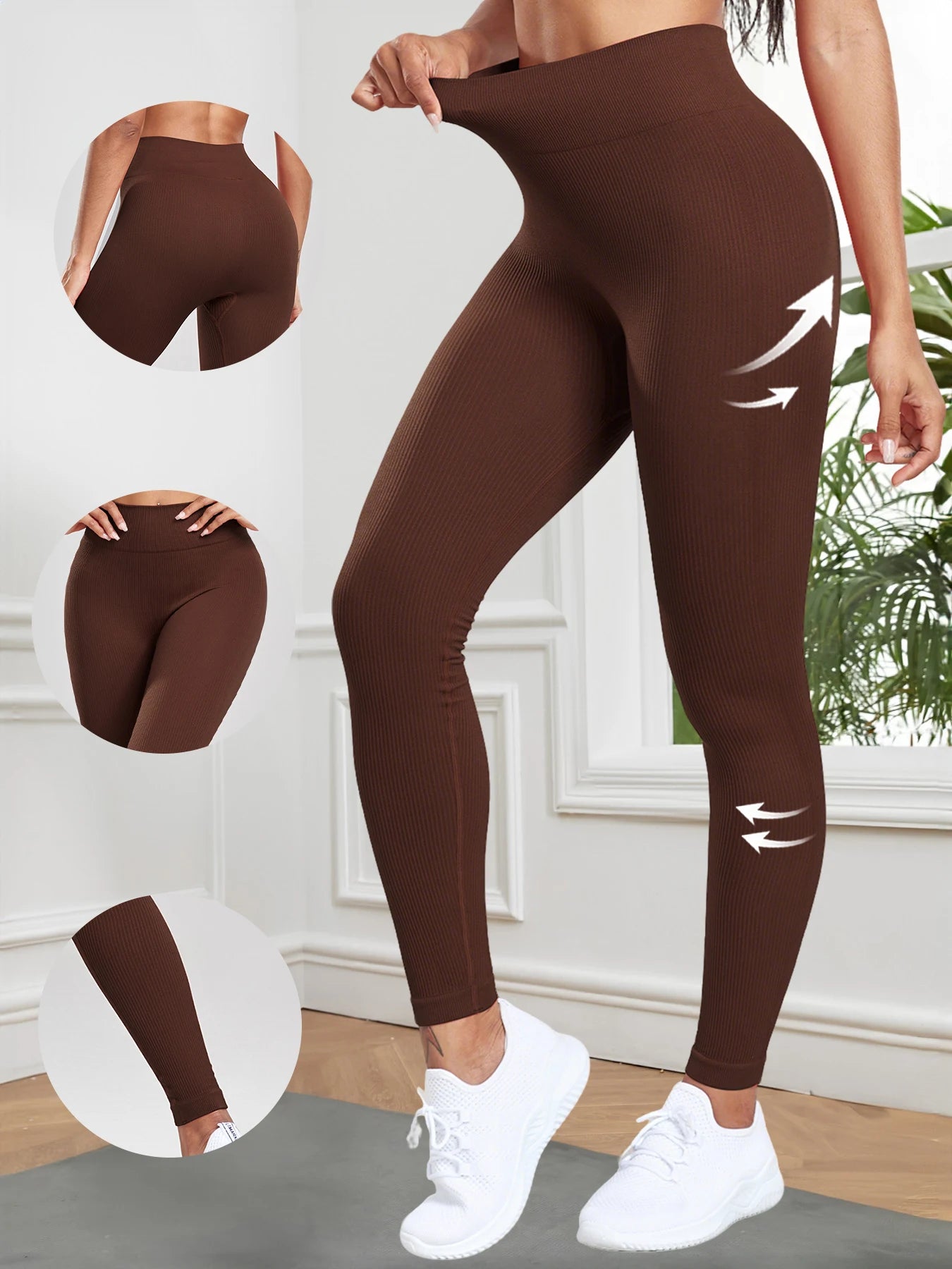 Women's Ribbed High-Waist Butt-Lifting Leggings