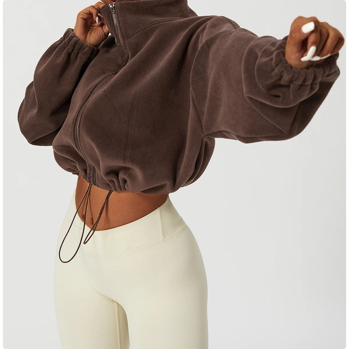 Women's Stand-Collar Fleece Zip-Up Jacket