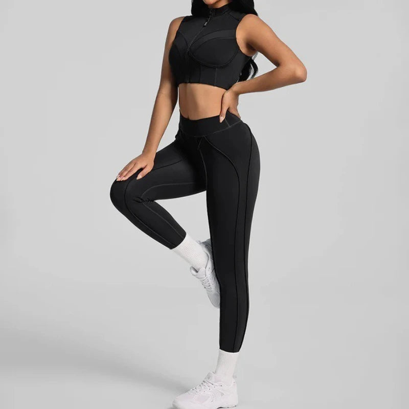 Zipper Sports Underwear Removable Chest Pad Gathering Breathable I-shaped Vest Fitness Running Outside Yoga Bra Gym Leggings