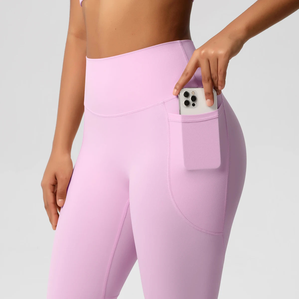 High Waist Women's Leggings Stretch Yoga Pants Tights With Pockets Push Up Fitness Running Sportswear Solid Color Pants