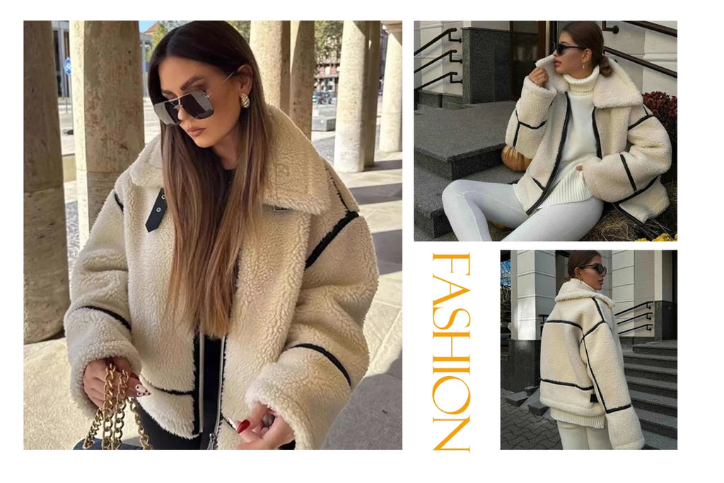 Suninheart Winter New Coats and Jackets Warm Faux Leather Jacket Thick Oversize Outerwear Long Sleeve Luxury Women's Jacket 2025