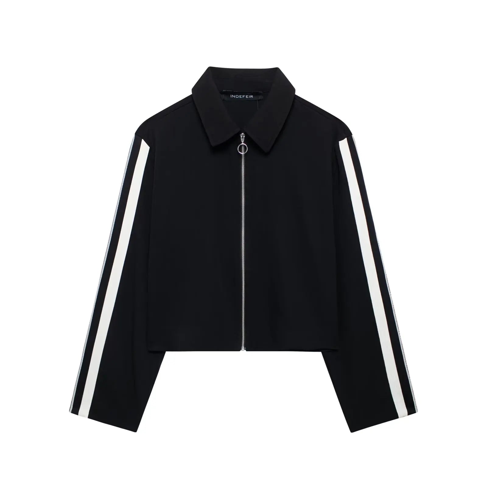 HH Women Casual Sports Suit Fashion Side Stripe Lapel Long Sleeve Zipper Jacket Female Chic Elastic Waist Wide Leg Pants
